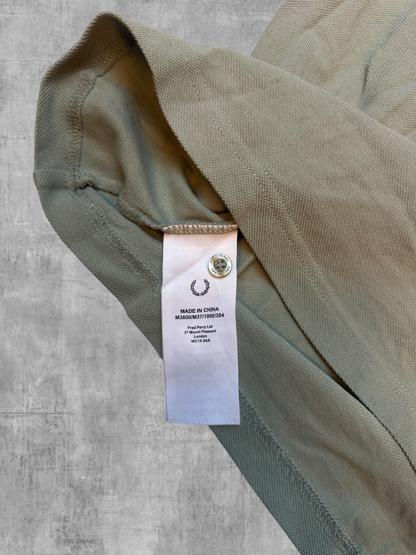 Fred Perry Polo Shirt Graugrün Schwarz L