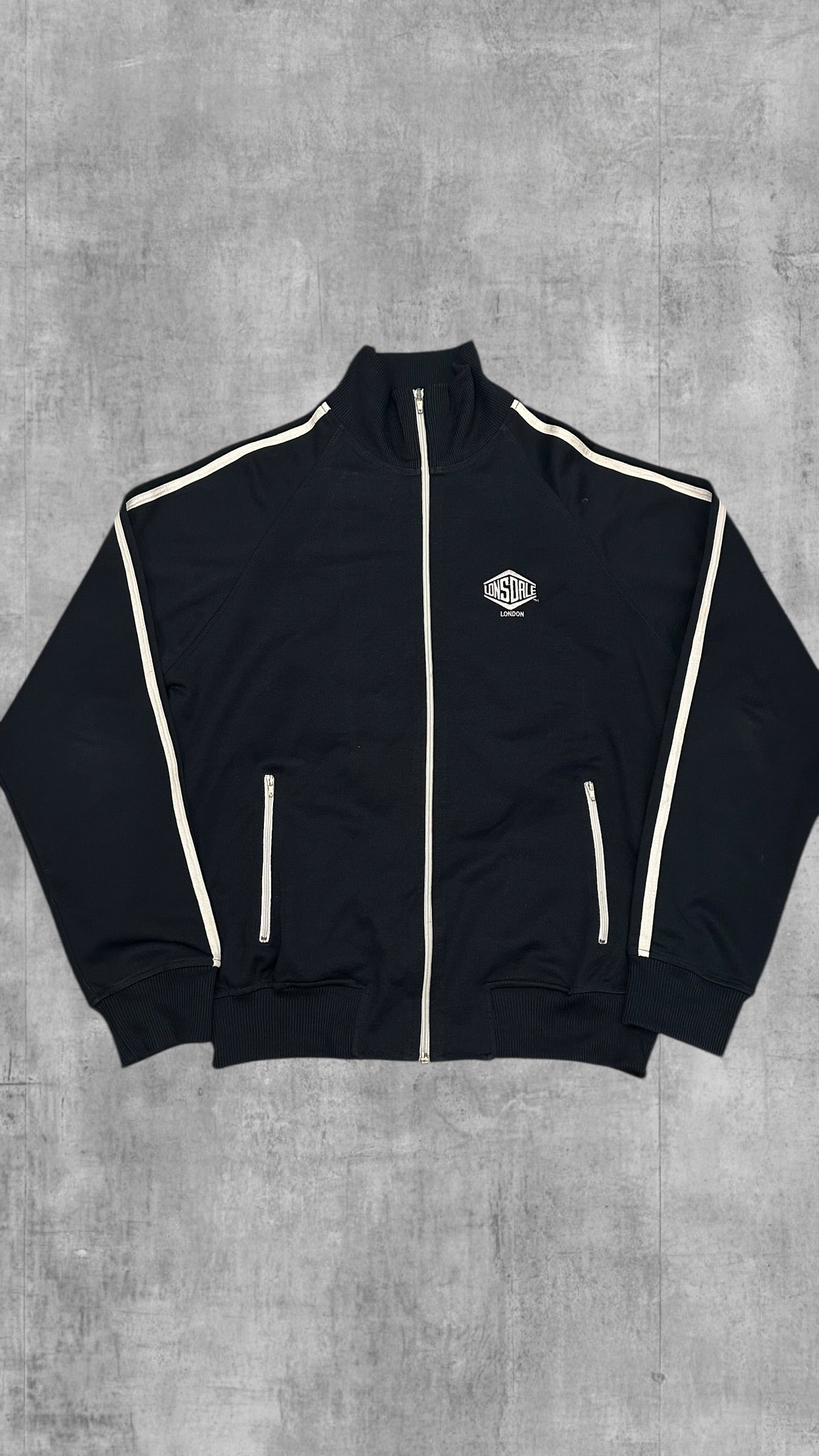 Lonsdale London taped Trainingsjacke Backprint Navy Blau Weiß Ma