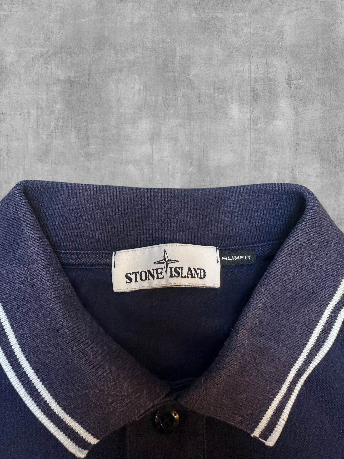 Stone Island Polo Shirt Navy Blau Weiß XXL