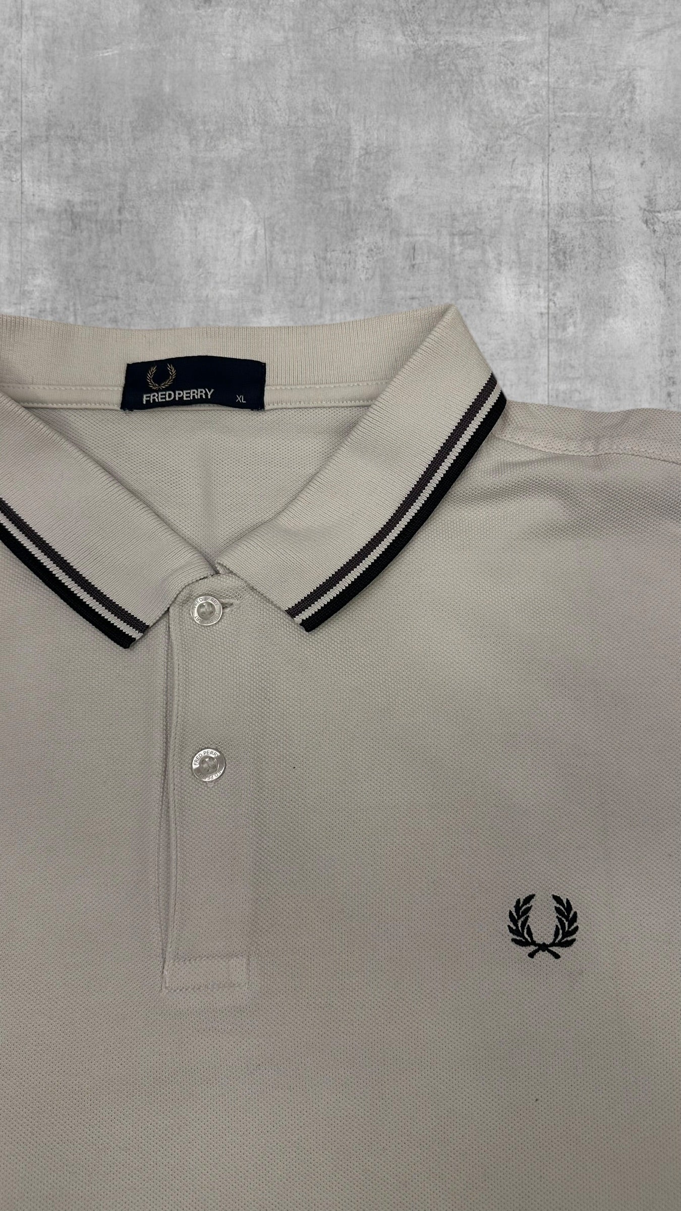 Fred Perry Polo Shirt Weiß Schwarz XL