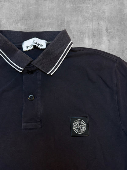 Stone Island Polo Negro Blanco M
