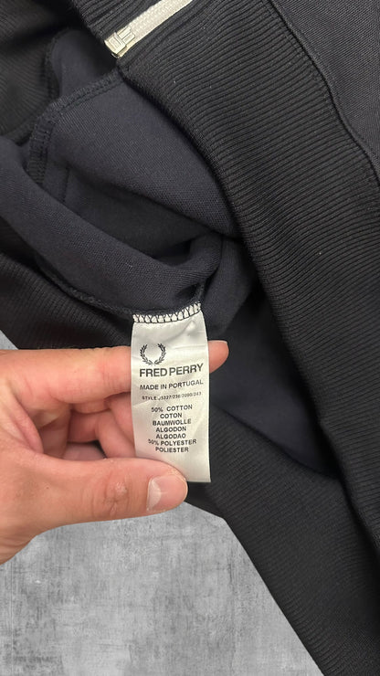 Fred Perry Vintage Trainingsjacke Taped Schwarz Weiß L
