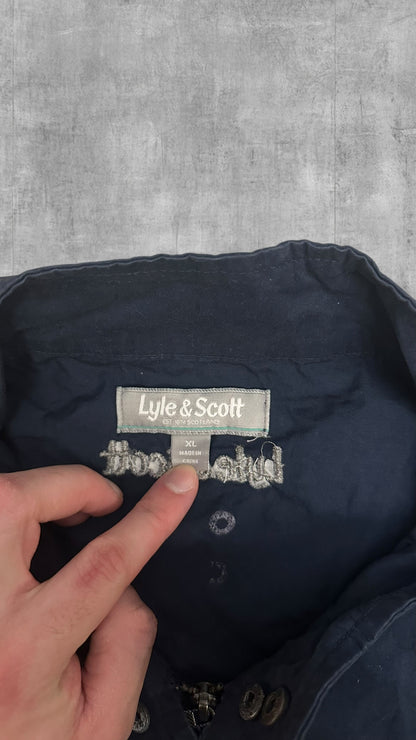 Vintage Lyle & Scott Bomberjacke Windbreaker Navy Blau XL
