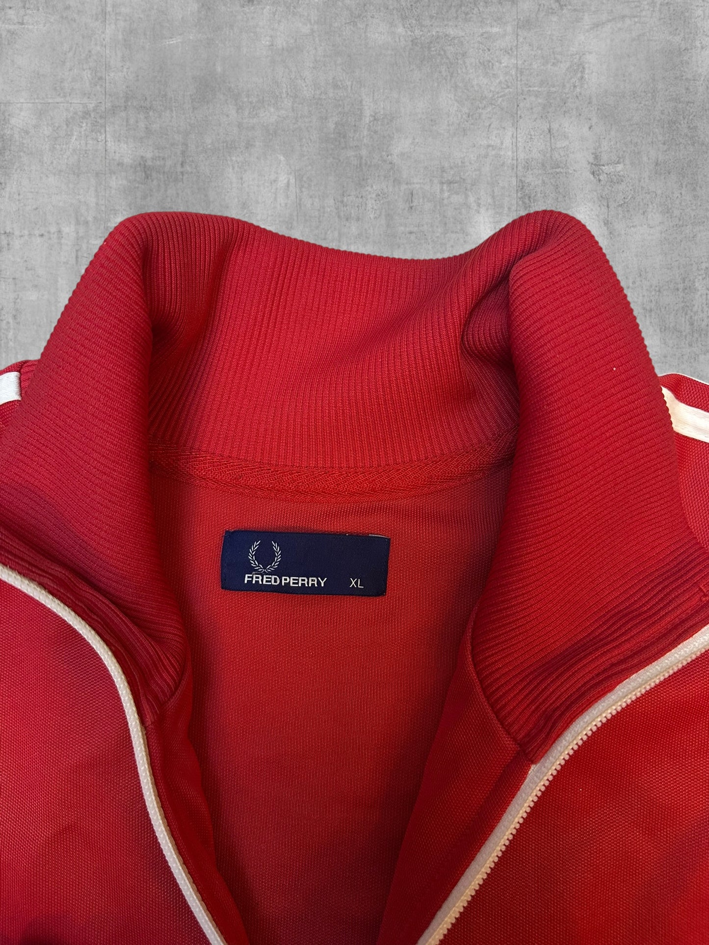 Fred Perry Vintage Trainingsjacke Taped Rot Weiß XL