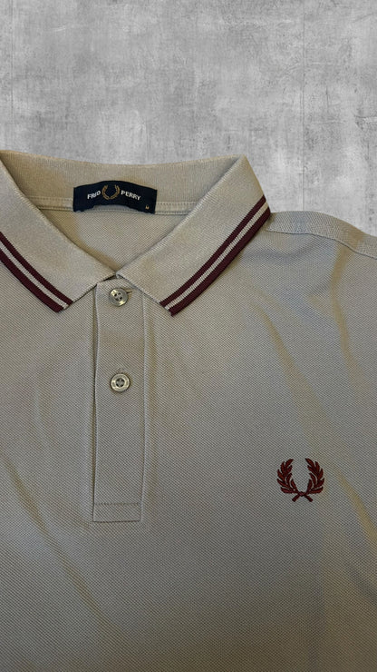 Fred Perry Polo Hemd Shirt Grau Beige M