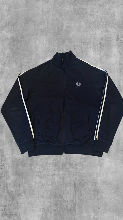 Vintage Fred Perry Trainingsjacke Taped Zip Jacke Schwarz Weiß L