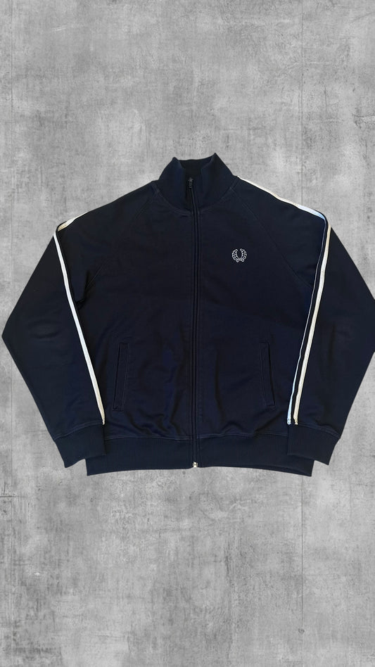Vintage Fred Perry Trainingsjacke Taped Zip Jacke Schwarz Weiß L