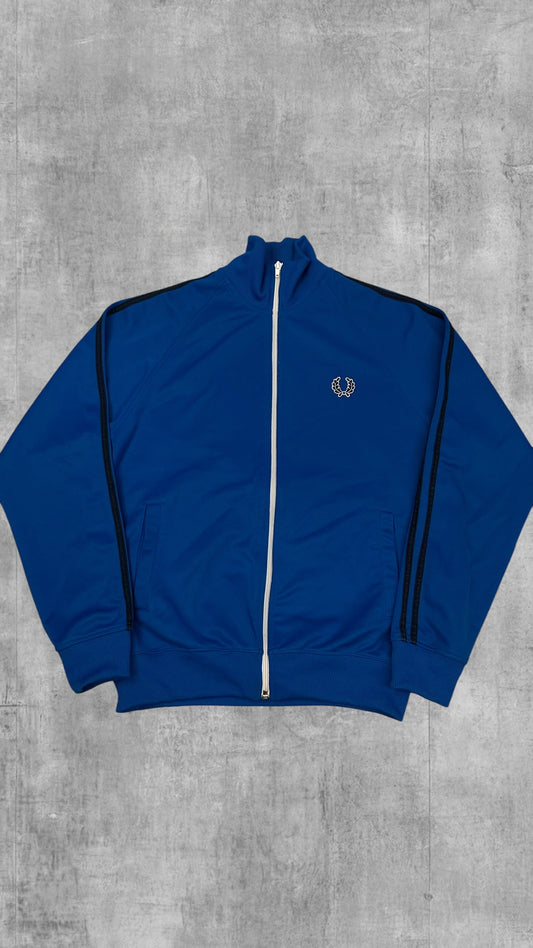 Fred Perry Vintage Trainingsjacke Taped Blau Schwarz Weiß S