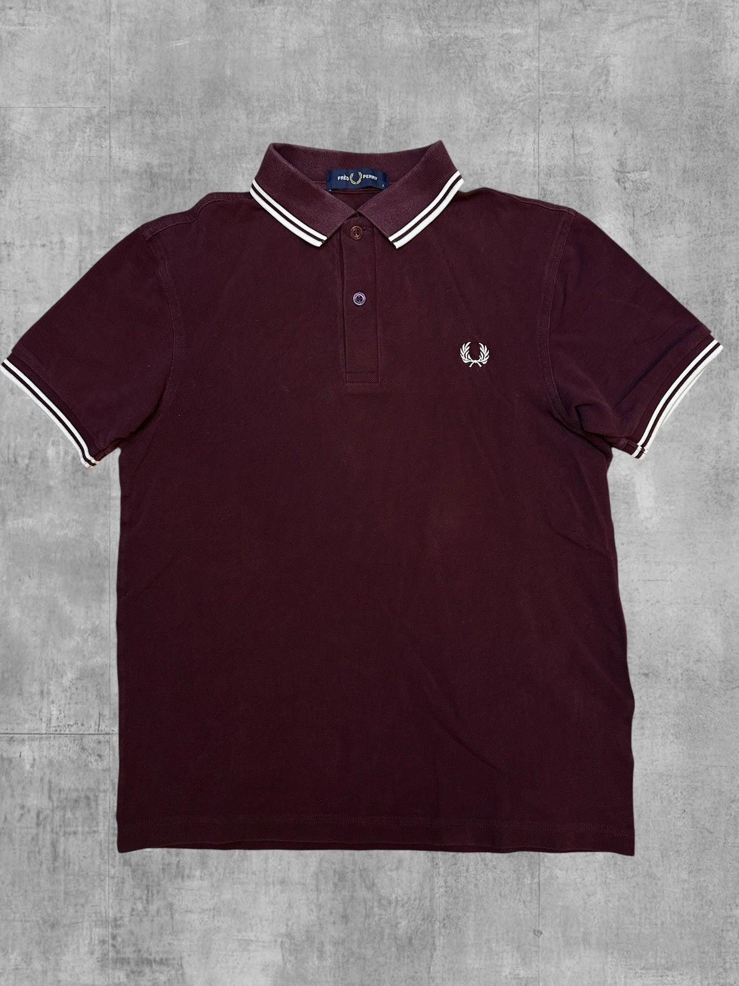 Fred Perry Polo Shirt Weinrot Weiß M