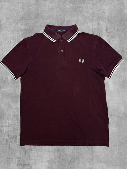 Fred Perry Polo Shirt Weinrot Weiß M