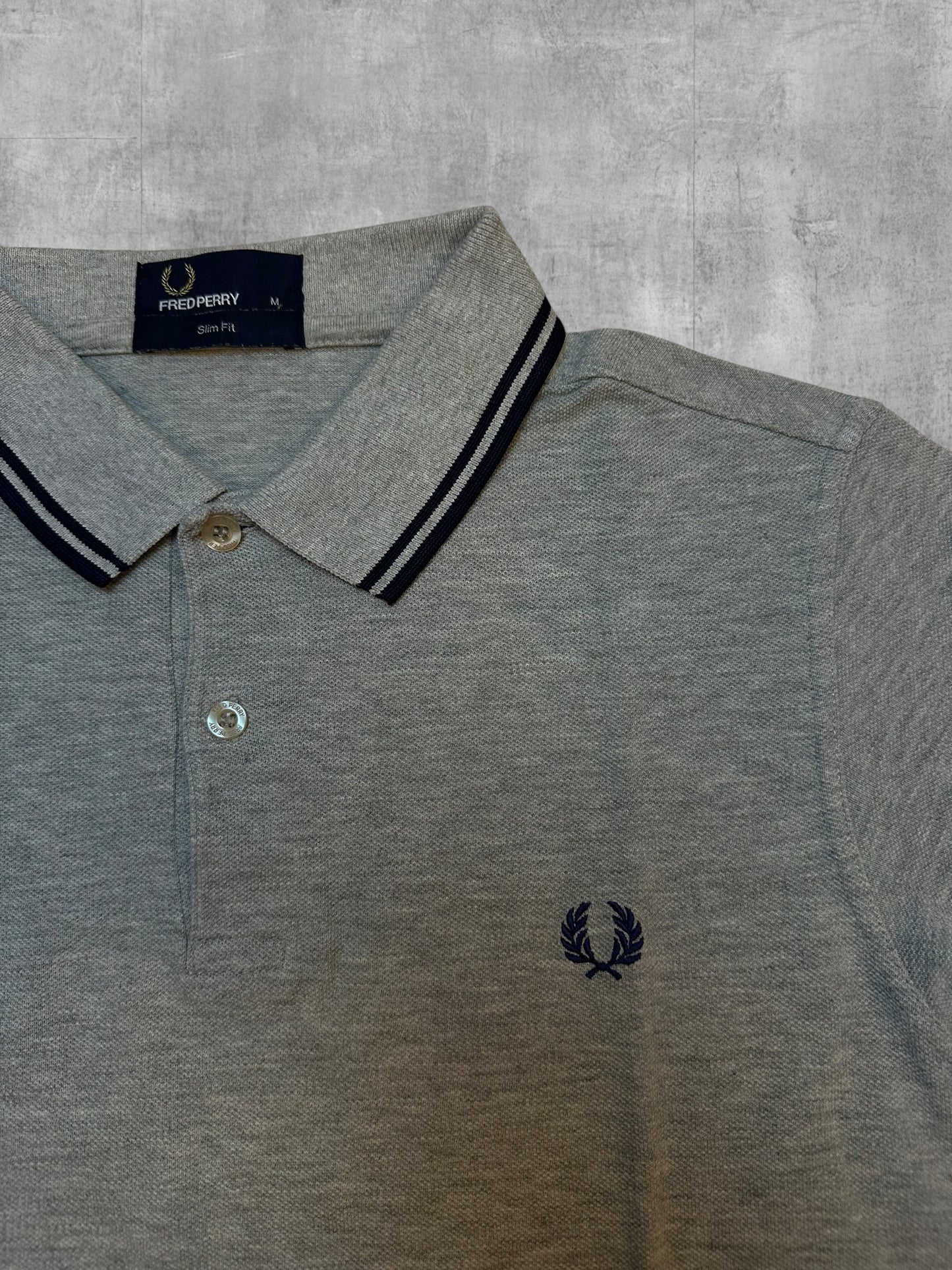 Fred Perry Polo Shirt Grau Schwarz M Slim Fit