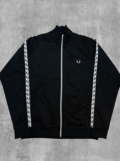 Fred Perry Trainingsjacke Taped Schwarz Weiß XL