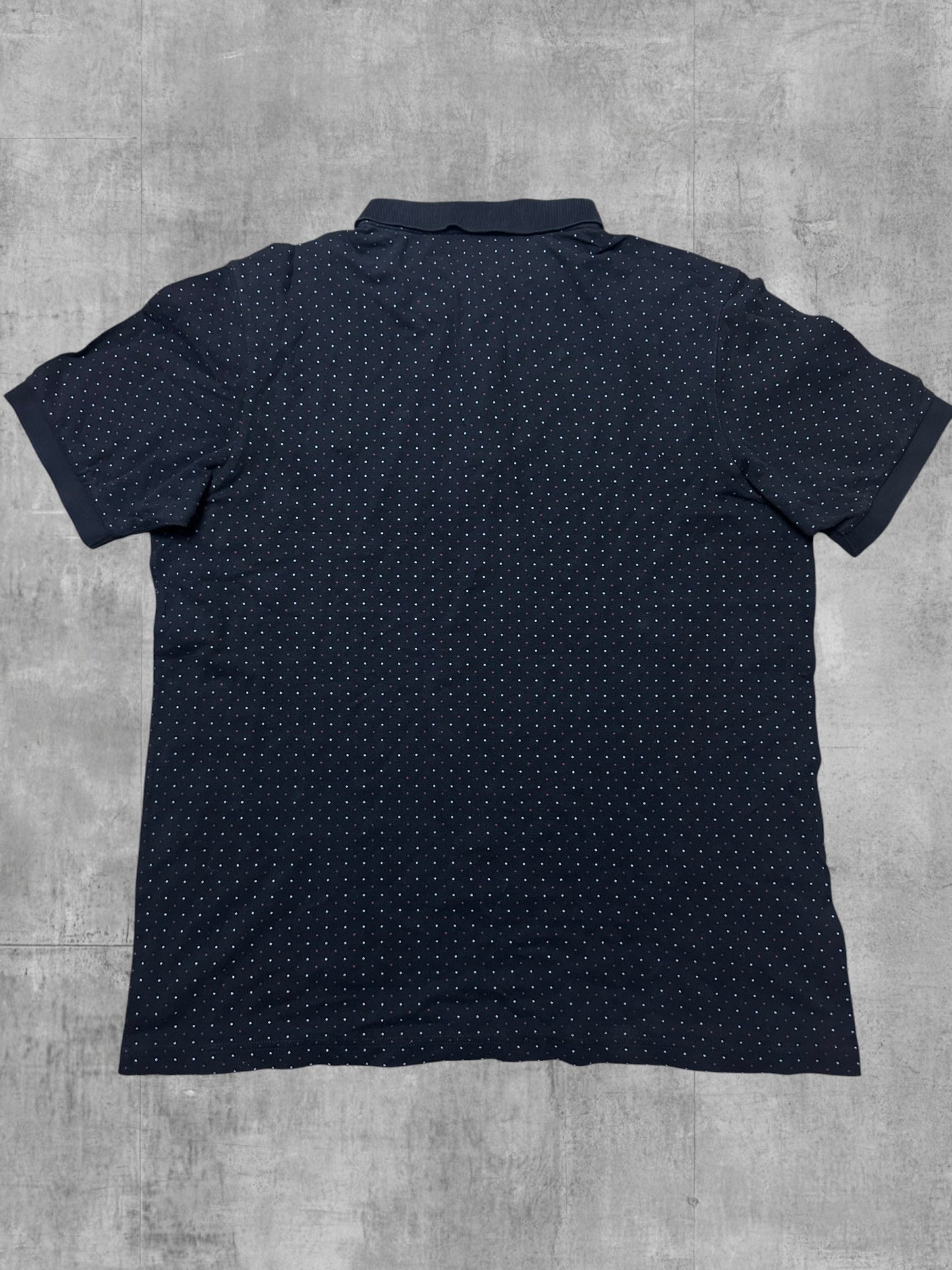 Fred Perry Polo Shirt Schwarz Weinrot Türkis Gepunktet XL slim fit