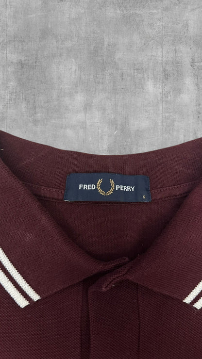 Fred Perry Polo Shirt Weinrot Weiß S