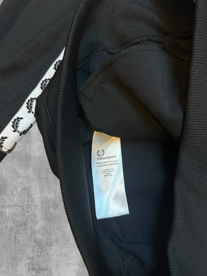 Fred Perry Vintage Trainingsjacke Taped Schwarz Weiß M
