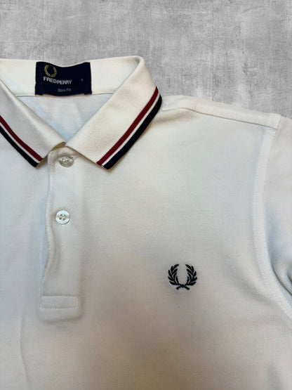 Fred Perry Polo Shirt Weiß Schwarz Rot S Slim Fit