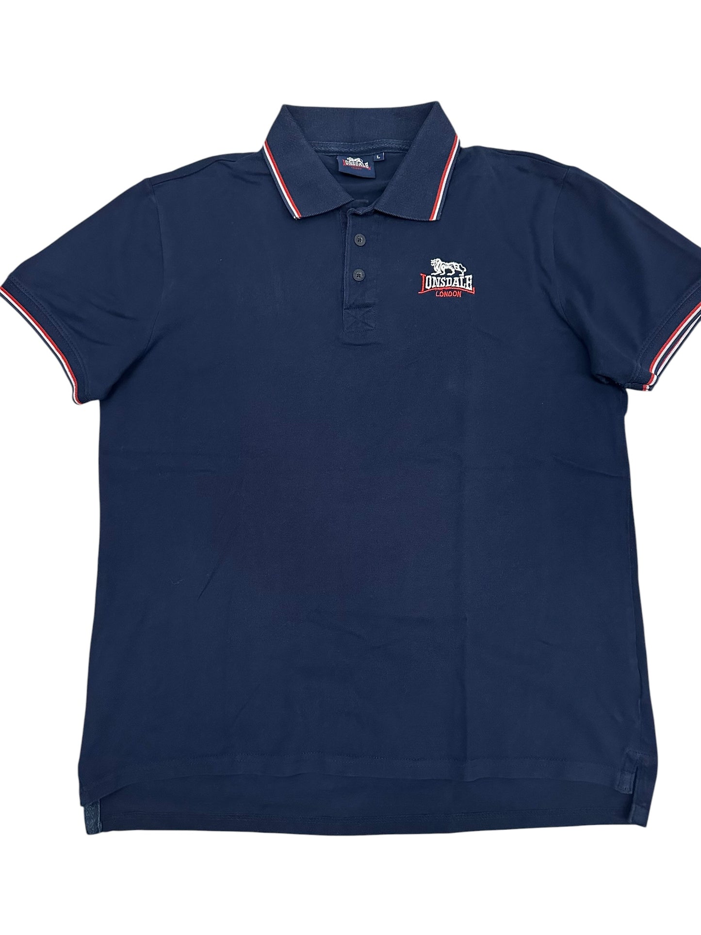 Lonsdale London Polo Shirt Navy Blau Weiß Rot L