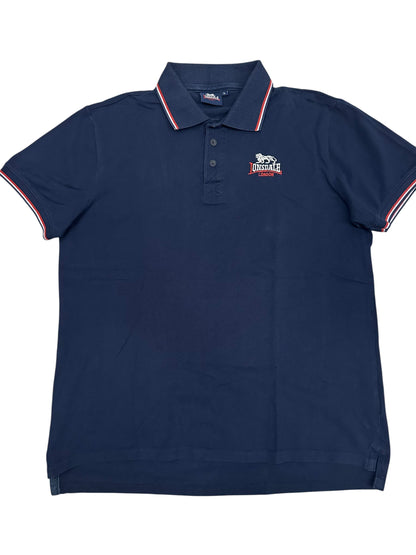 Lonsdale London Polo Shirt Navy Blau Weiß Rot L