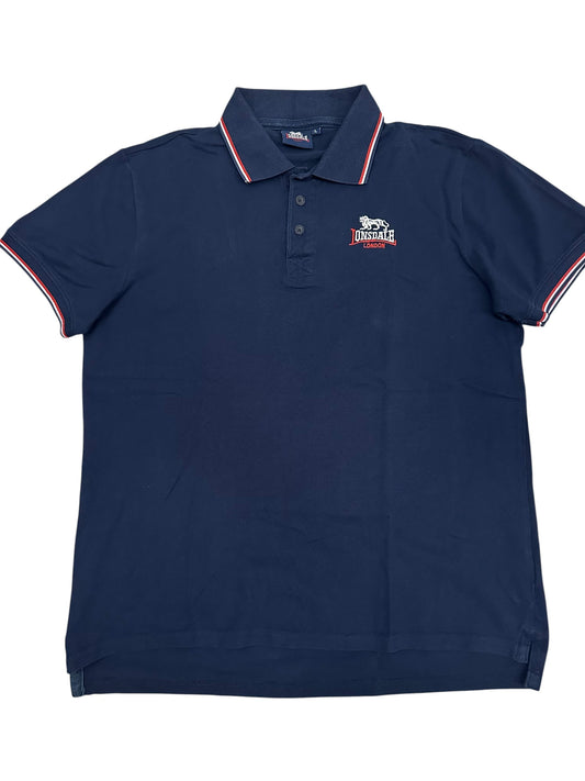 Lonsdale London Polo Shirt Navy Blau Weiß Rot L