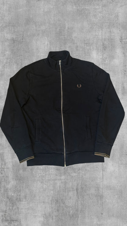 Fred Perry Zip Rollkragenpullover Trainingsjacke Schwarz M