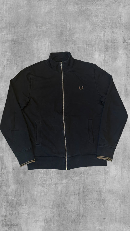 Fred Perry Zip Rollkragenpullover Trainingsjacke Schwarz M