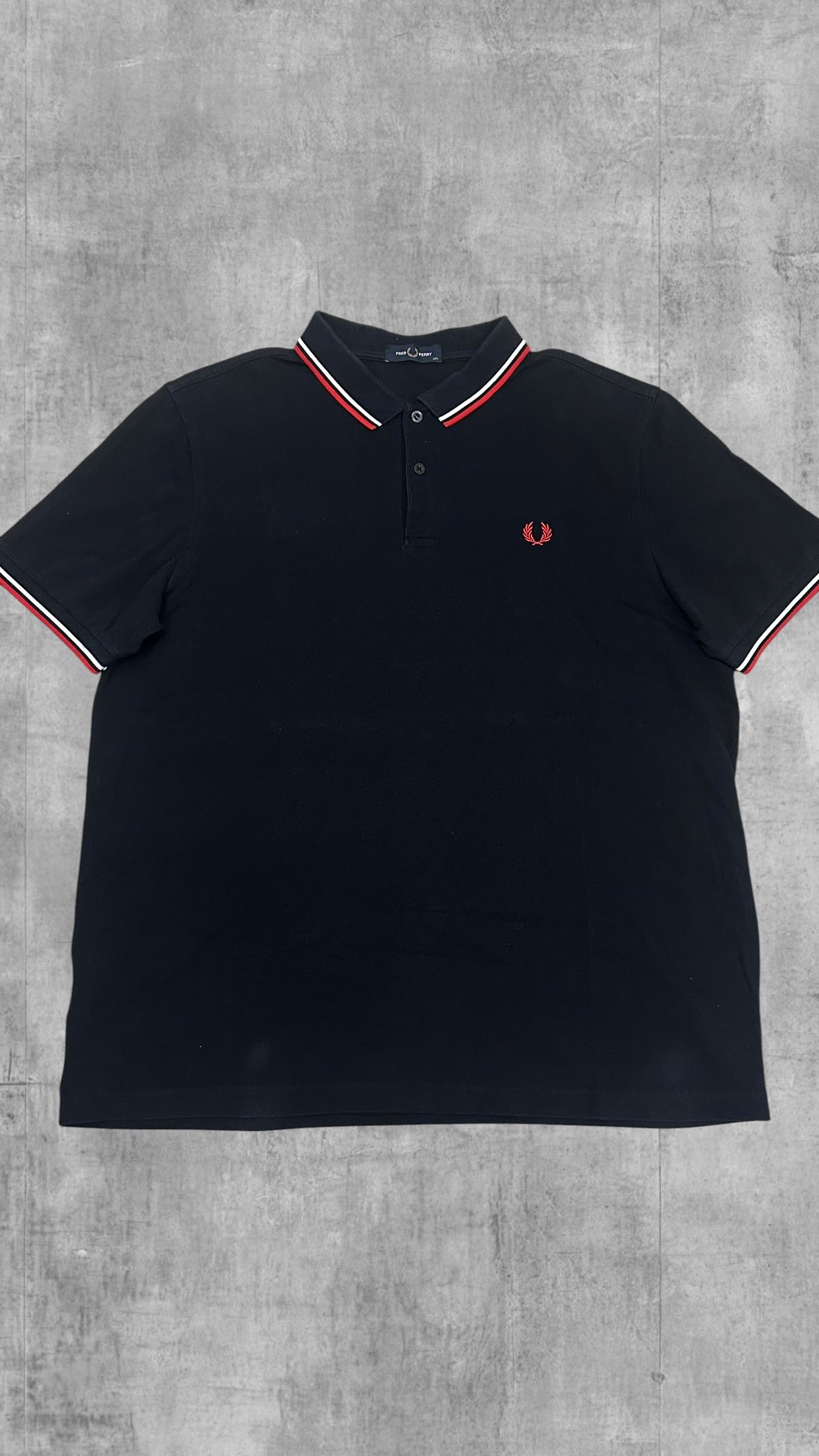 Fred Perry Polo Shirt Schwarz Rot Weiß XXL