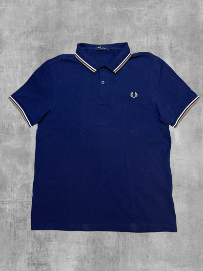 Fred Perry Polo Shirt Navy Blau Gold Weiß L