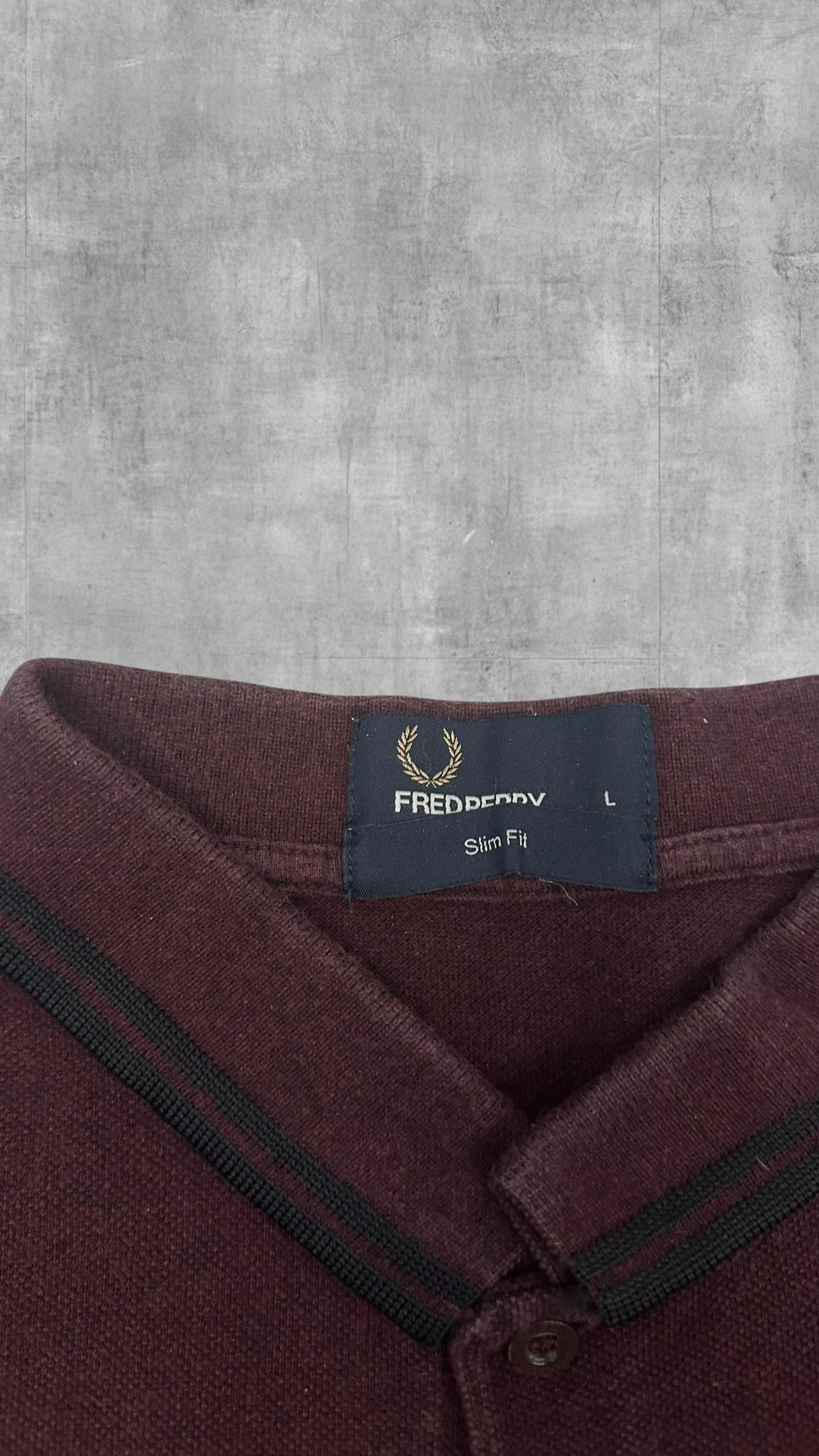Fred Perry Polo Shirt Weinrot Schwarz L Slim Fit