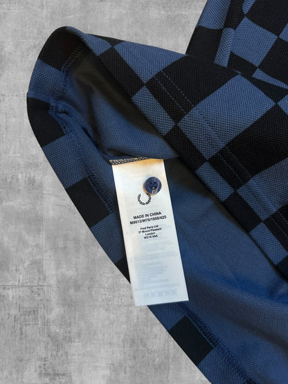 Fred Perry Polo Shirt Schwarz Blau Karriert S