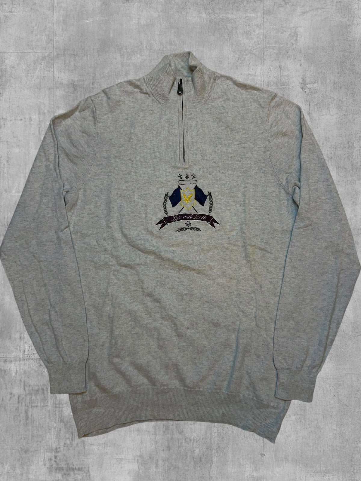 Lyle & Scott Vintage Quarter Zip Sweater Hellgrau M