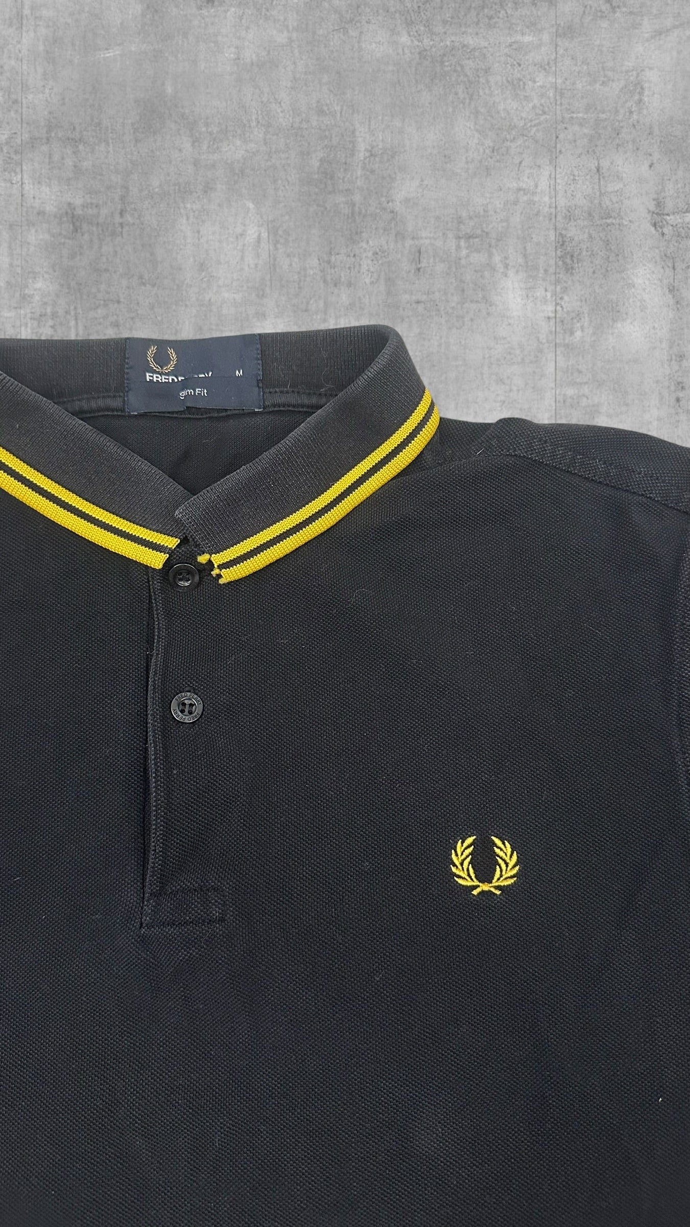 Fred Perry Polo Shirt Schwarz Gelb M Slim Fit