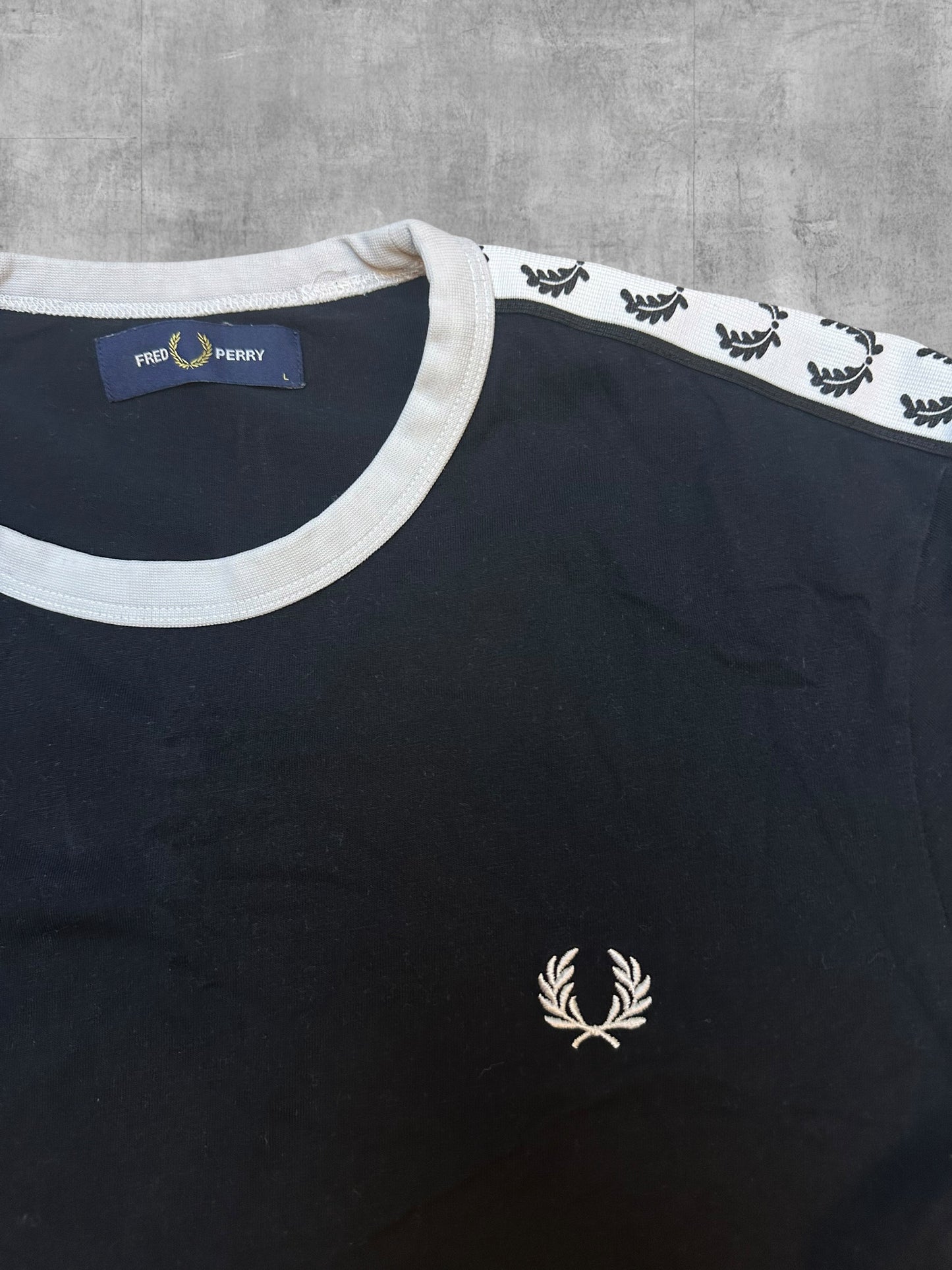 Fred Perry T-shirt Taped Schwarz Weiß L