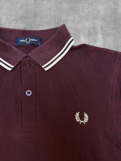 Fred Perry Polo Shirt Weinrot Weiß M