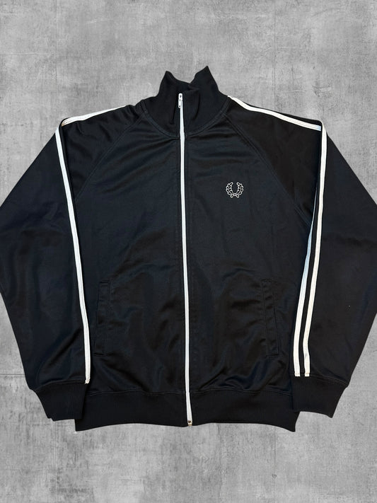 Fred Perry Vintage Trainingsjacke Taped Schwarz Weiß M