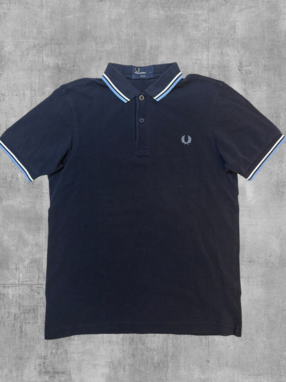 Fred Perry Polo Shirt Navy Blau Weiß S Slim Fit