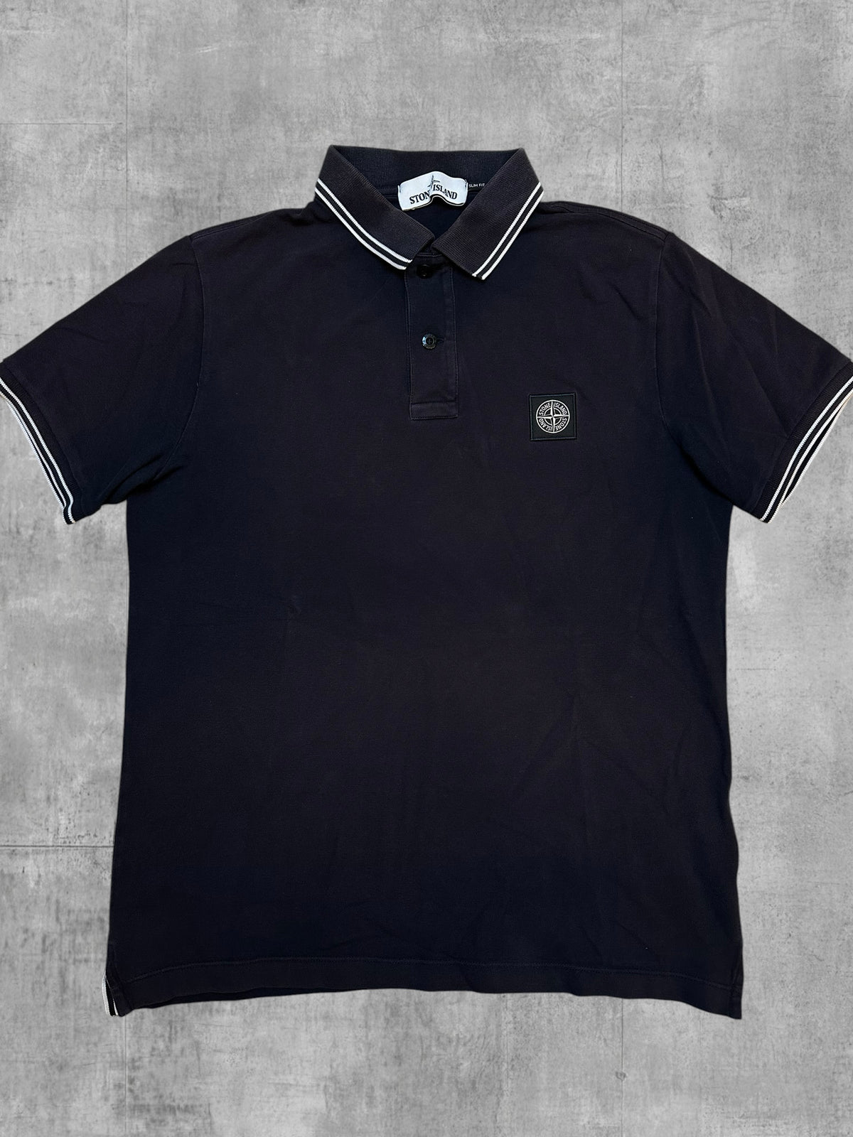 Stone Island Polo Negro Blanco M