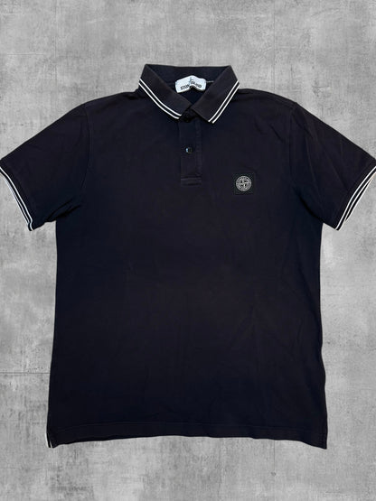 Stone Island Polo Negro Blanco M