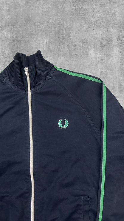 Fred Perry Vintage Trainingsjacke Taped Schwarzblau Grün M