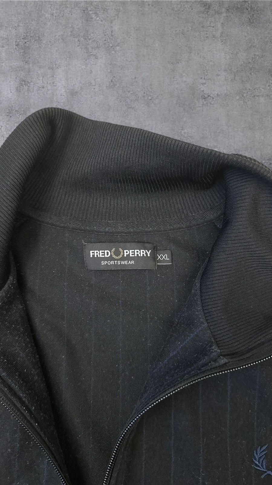 Fred Perry Trainingsjacke Taped Zip Jacke Schwarz Navy Blau XXL