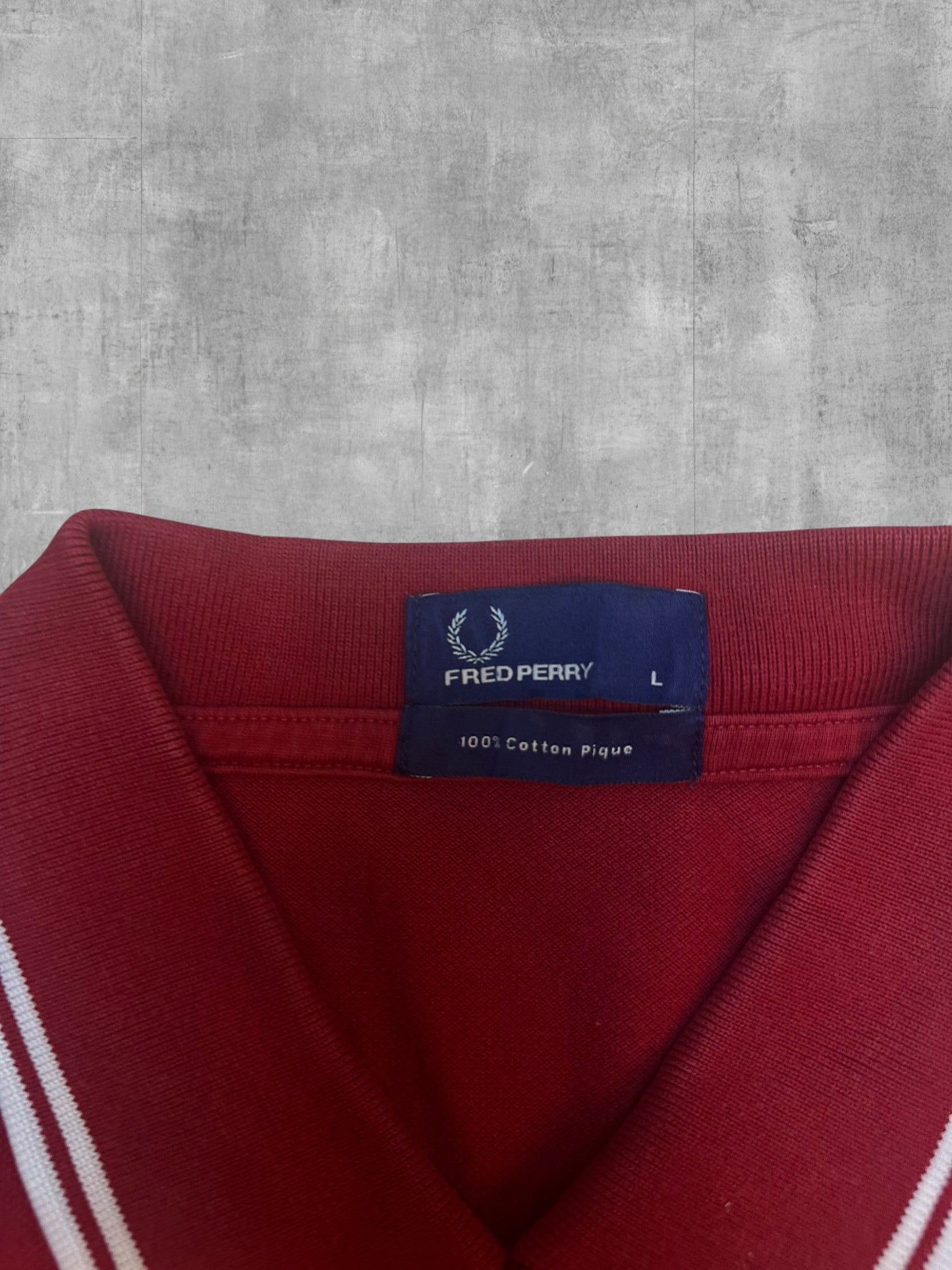 Fred Perry Polo Whirt Rot Weiß L