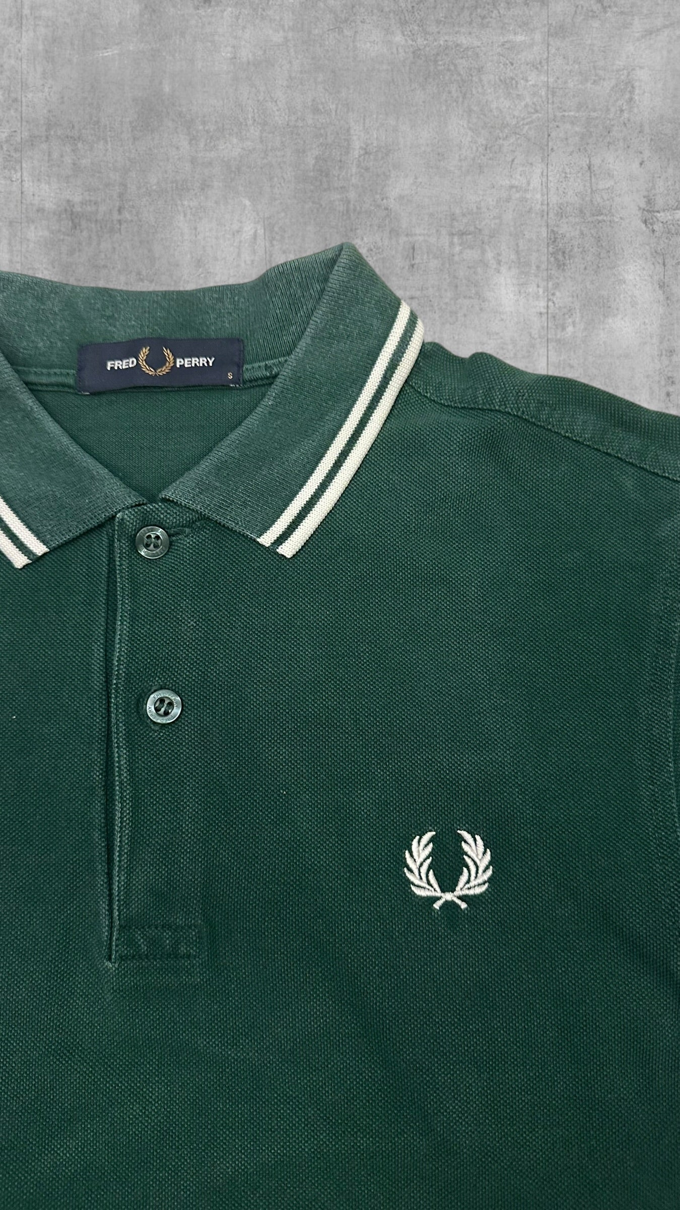 Fred Perry Polo Shirt Dunkelgrün Weiß S