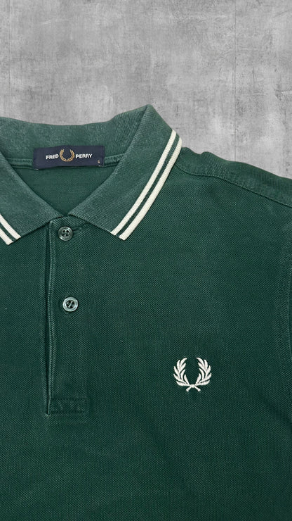 Fred Perry Polo Shirt Dunkelgrün Weiß S