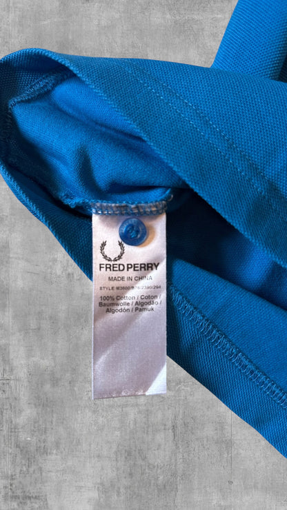 Fred Perry Polo Shirt Blau Schwarz M Slim Fit