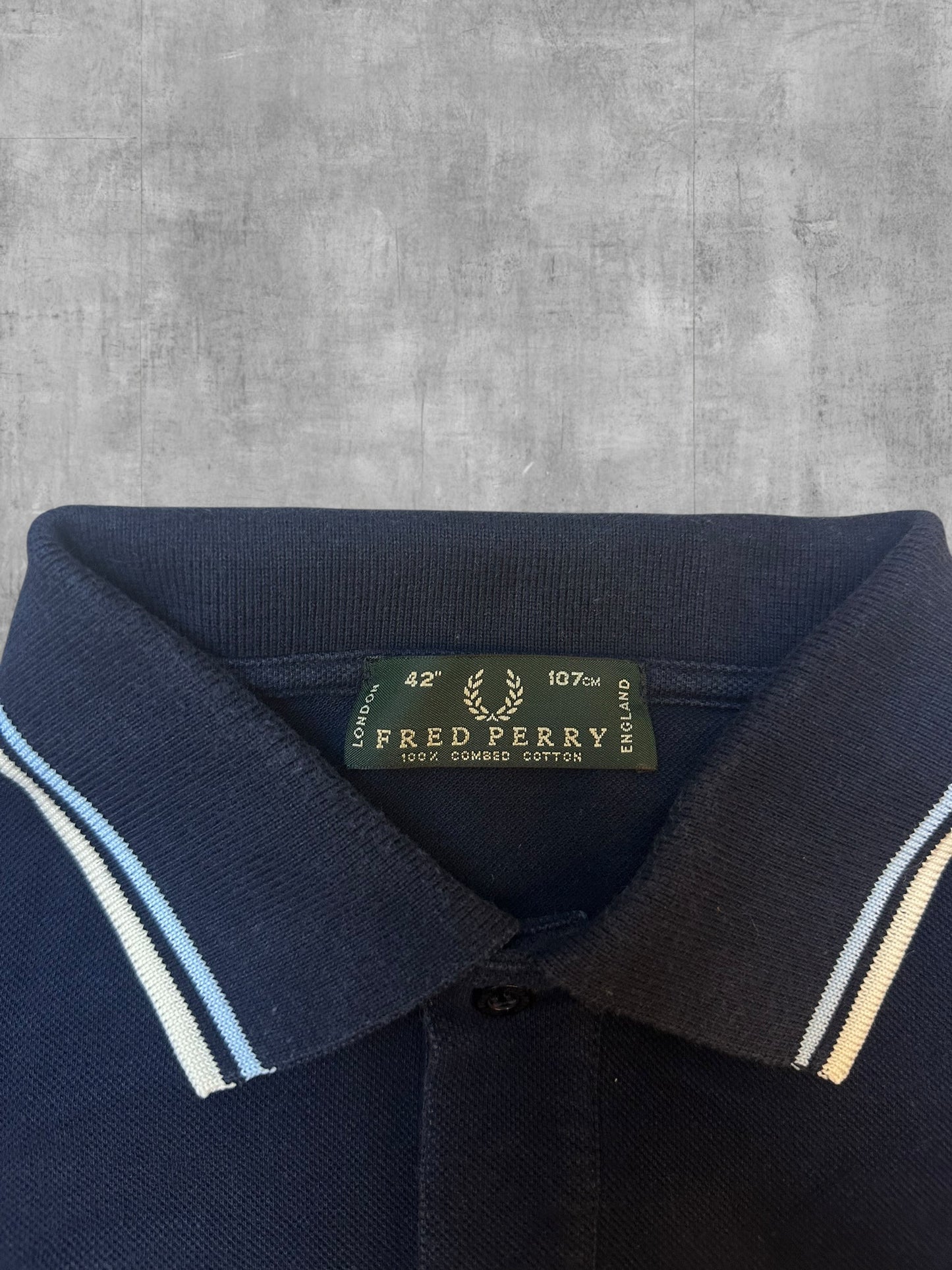 Fred Perry Polo Shirt Navy Blau Weiß M