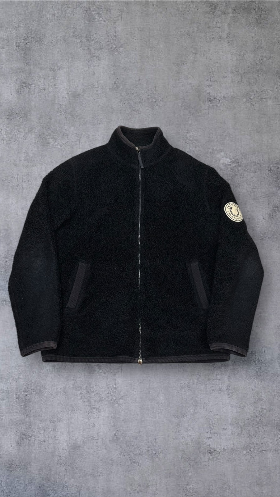 Fred Perry Teddy Jacke Winterjacke Schwarz M