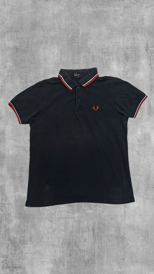 Fred Perry Polo Shirt Schwarz Rot Weiß M Slim Fit