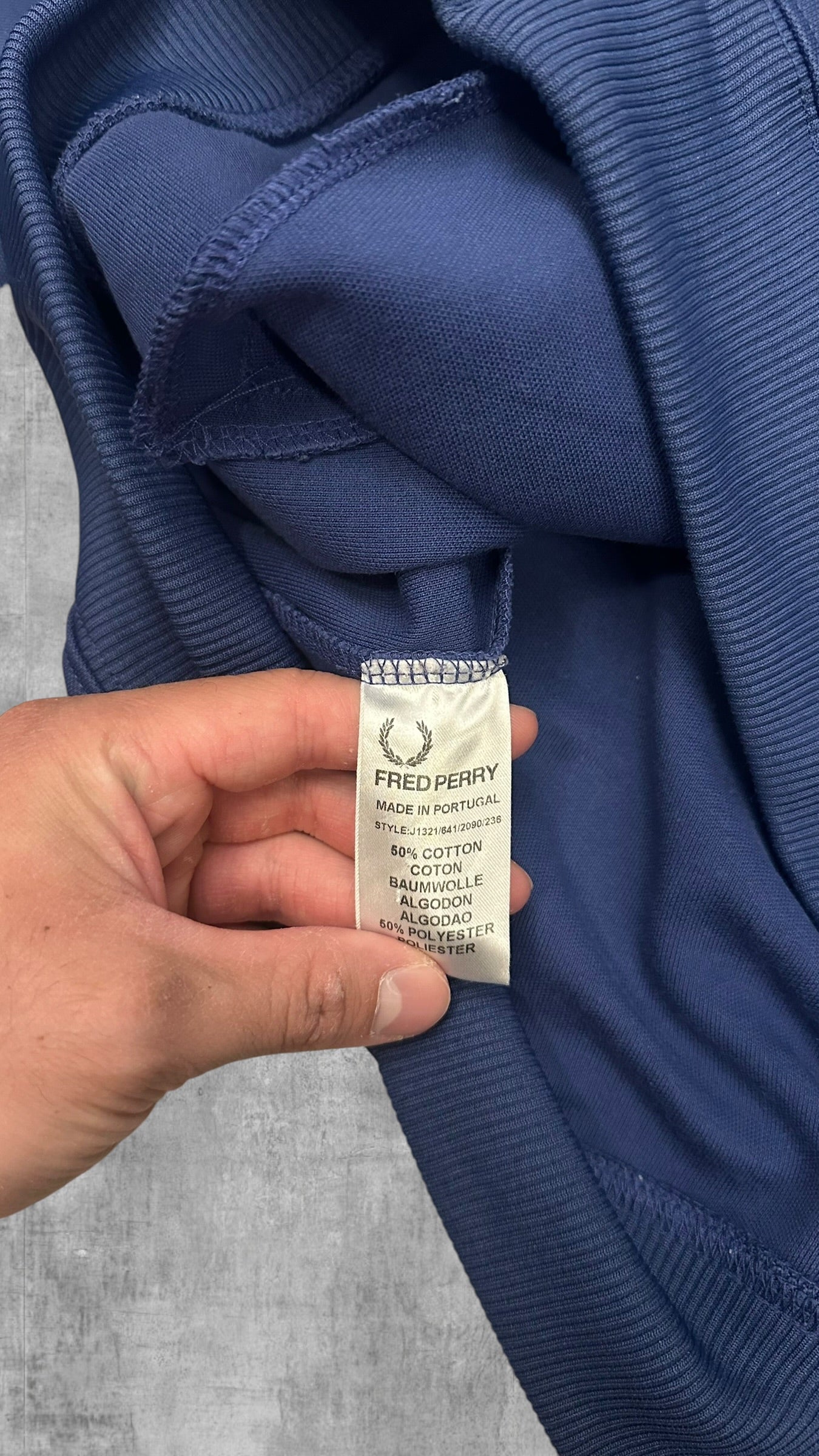 Fred Perry Vintage Trainingsjacke Taped Dunkelblau Weiß L