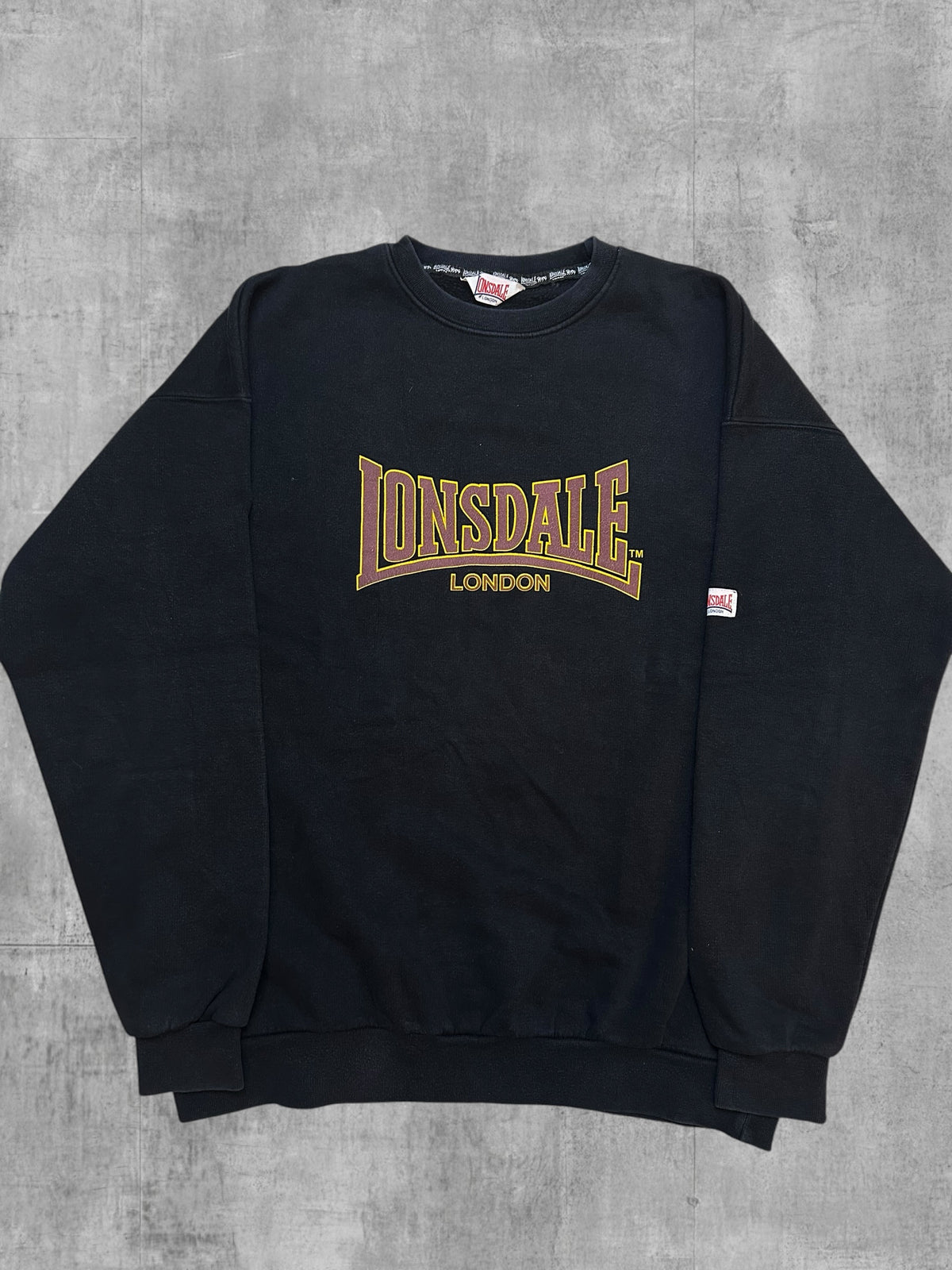 Lonsdale London Vintage Sudadera Negro Amarillo Rojo M