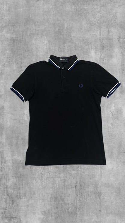 Fred Perry Polo Shirt Schwarz Blau Weiß XS Slim Fit
