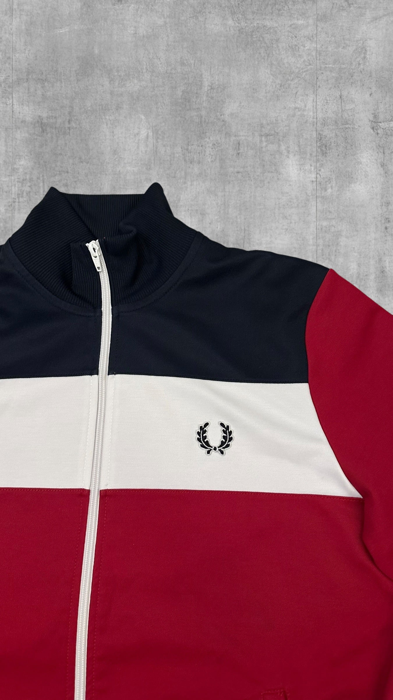 Fred Perry Vintage Trainingsjacke Rot Weiß Schwarzblau M